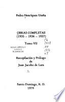 Obras completas de Pedro Henríquez Ureña: 1935-1936-1937