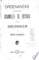 Ordenanzas expedidas por la Asamblea Departamental de Boyacá en sus sesiones de ...