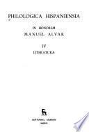 Philologica hispaniensia in honorem Manuel Alvar: Literatura