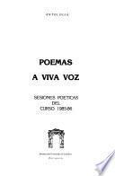 Poemas a viva voz: Sesiones poéticas del curso 1985-86