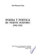 Poesía y poética en Vicente Huidobro, 1912-1931