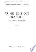 Prime edizioni francesci entrate in Biblioteca dal 1819 al 1918