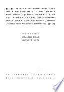 Primo Congresso mondiale delle biblioteche e di bibliografia, Roma-Venezia 15-30 giugno MCMXXIX-a.VII.: Cataloghi delle mostre