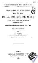 Programme et règlement des études de la société de Jésus