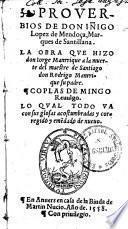 Proverbios de Don In[n]igo Lopez de Mendoça, Marques de Santillana