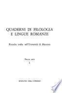 Quaderni di filologia e lingue romanze