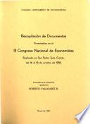 Recopilación de documentos presentados en el III Congreso Nacional de Economistas, realizado en San Pedro Sula, Cortés, del 16 al 18 de octubre de 1980