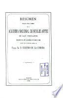 Resumen de las Actas y tareas de la Academia Nacional de Nobles Artes de San Fernando durante el año académico de 1868 a 1869