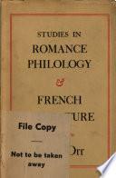 Studies in Romance Philology and French Literature
