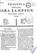 Tragedia intitulada Sara Sampson. En cinco actos