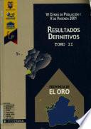VI censo de población y V de vivienda, 2001: Provincia de El Oro
