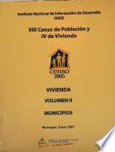 VIII censo de población y IV de: Municipios
