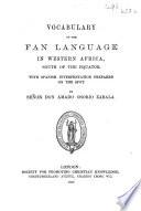 Vocabulary of the Fan language in western Africa, south of the equator