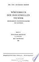 Wörterbuch der industriellen Technik: English-Deutsch. 10. Aufl